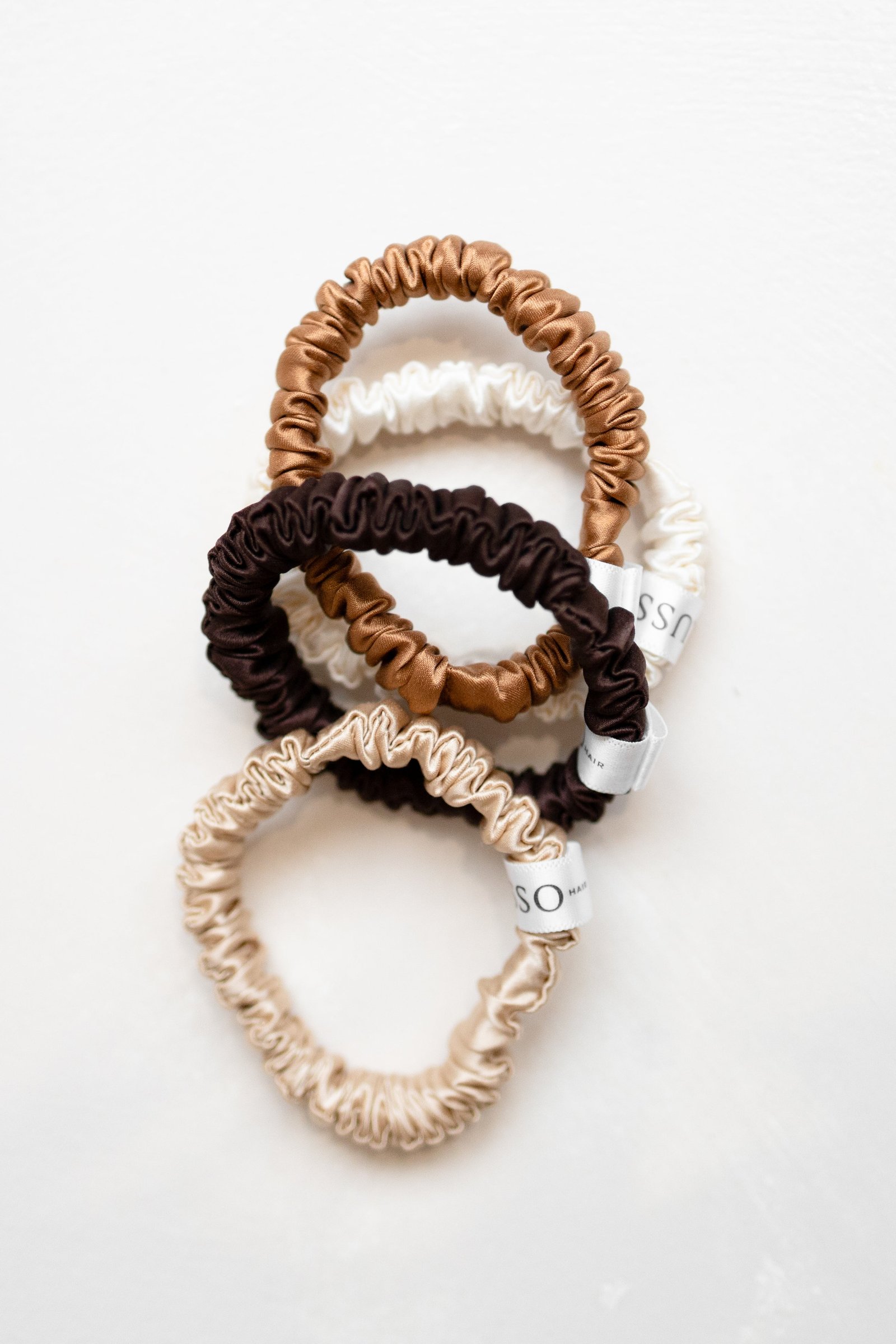100% Silk Mini Scrunchies - 4 Pack