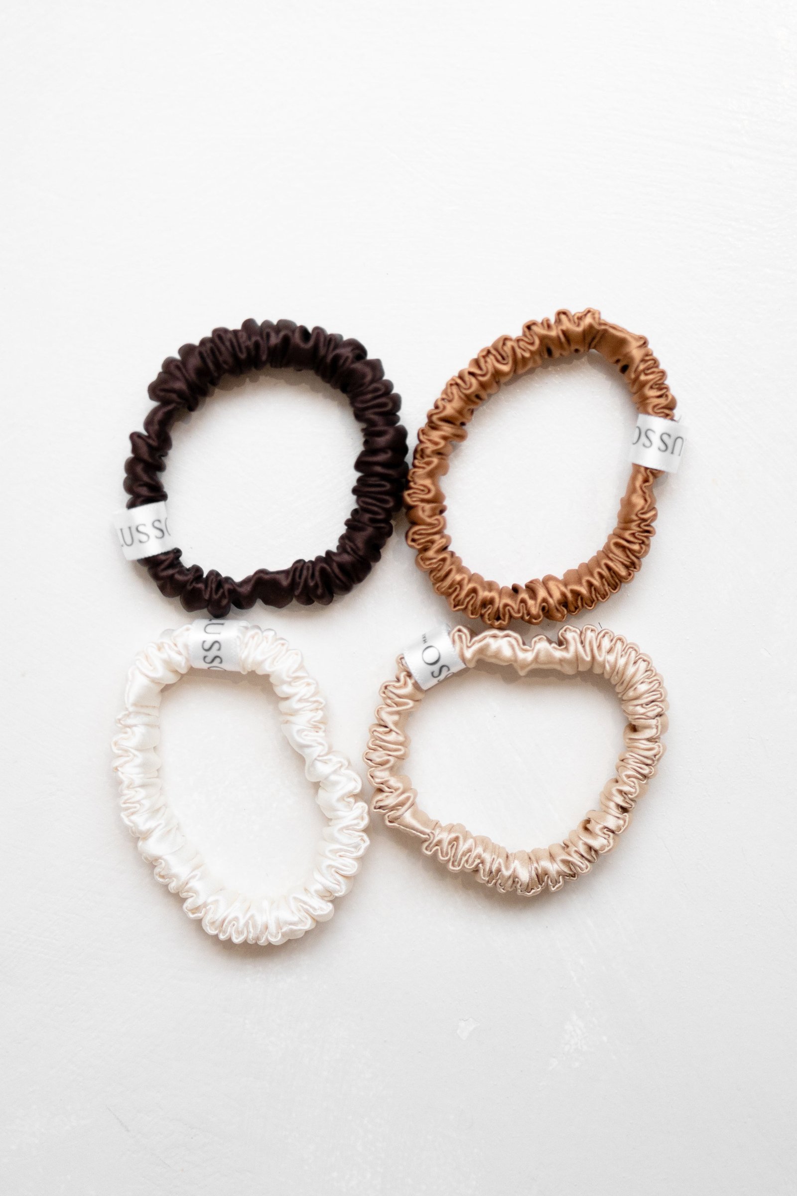 100% Silk Mini Scrunchies - 4 Pack